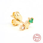 S925Sterling Silver Five-Pointed Star Zodiac Birthstone Inlaid Diamond Stud Earrings Creative Earrings Jewelry