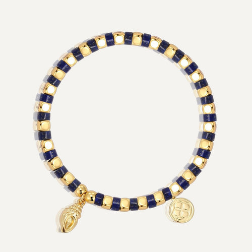 14K Gold-Plated Brass Shell Beaded Bracelet featuring beaded detailing