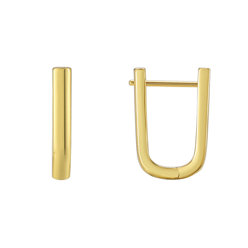 E0594 Fashion U Glossy Simple Earrings for Women Copper Gold Plated Ear Jewelry