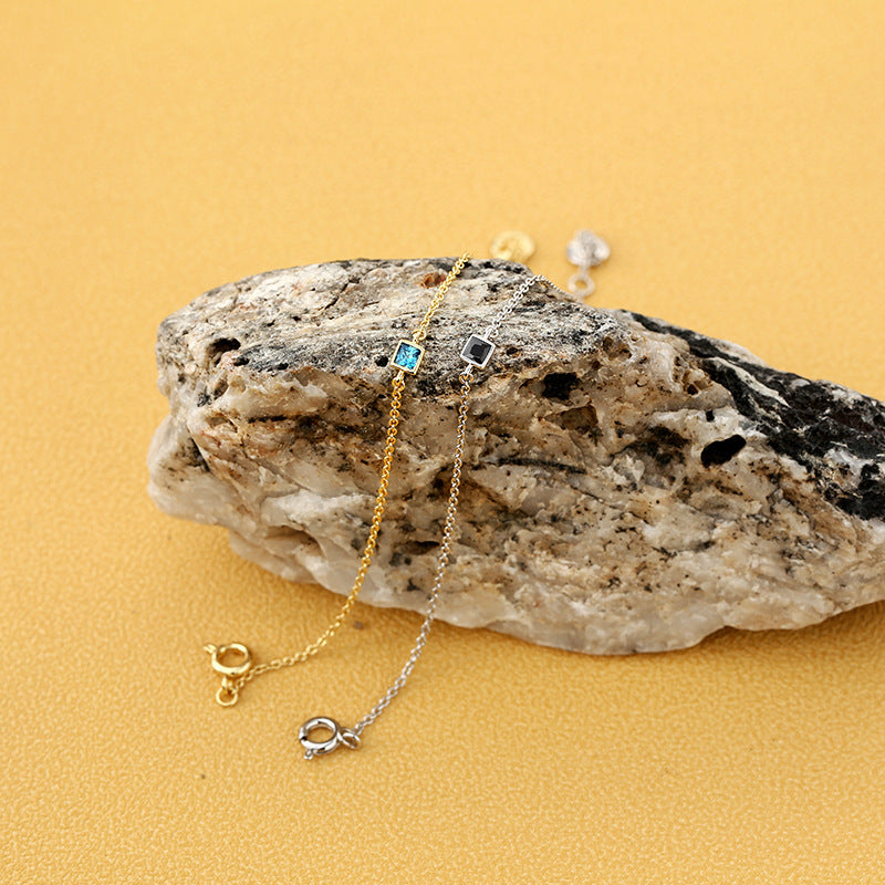 Simple Rock Sugar Cubic Zirconia Bracelet Geometric Square Inlaid Diamond Gold-Plated Thin New Product