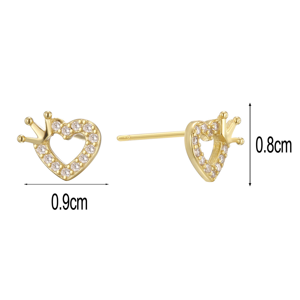 SE0320 S925Silver Design Love Crown Unique Earrings Small Ear Jewelry
