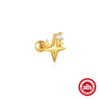 New S925Silver Moon Star Pendant Earrings Twist Ball Threaded Ear Bone Studs Hot Selling Cartilage Piercing Jewelry