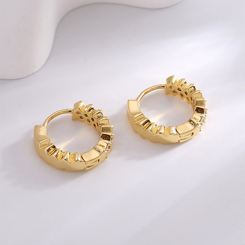 E0655 Personalized Design Creative Earrings for Women Asymmetric Single Side Inlaid Zircon Fashion Elegant Ear Clips