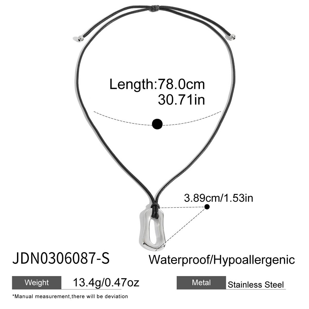 2H Stainless Steel Starfish Geometric Black Rope Necklace Collarbone Chain Jewelry