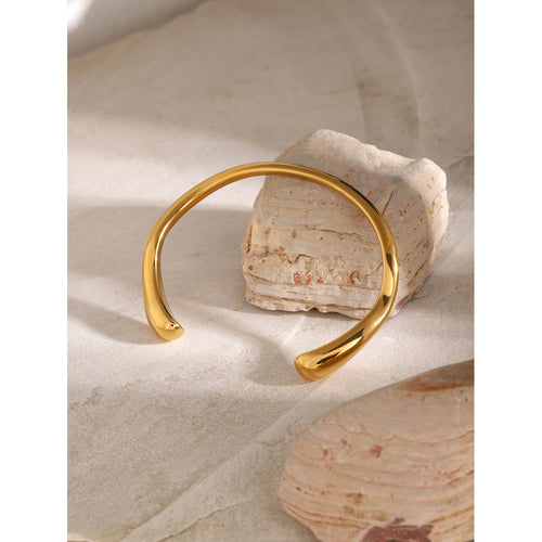 18K Gold-Tone Minimalist Cuff Stainless Steel Bracelet with minimalist design details