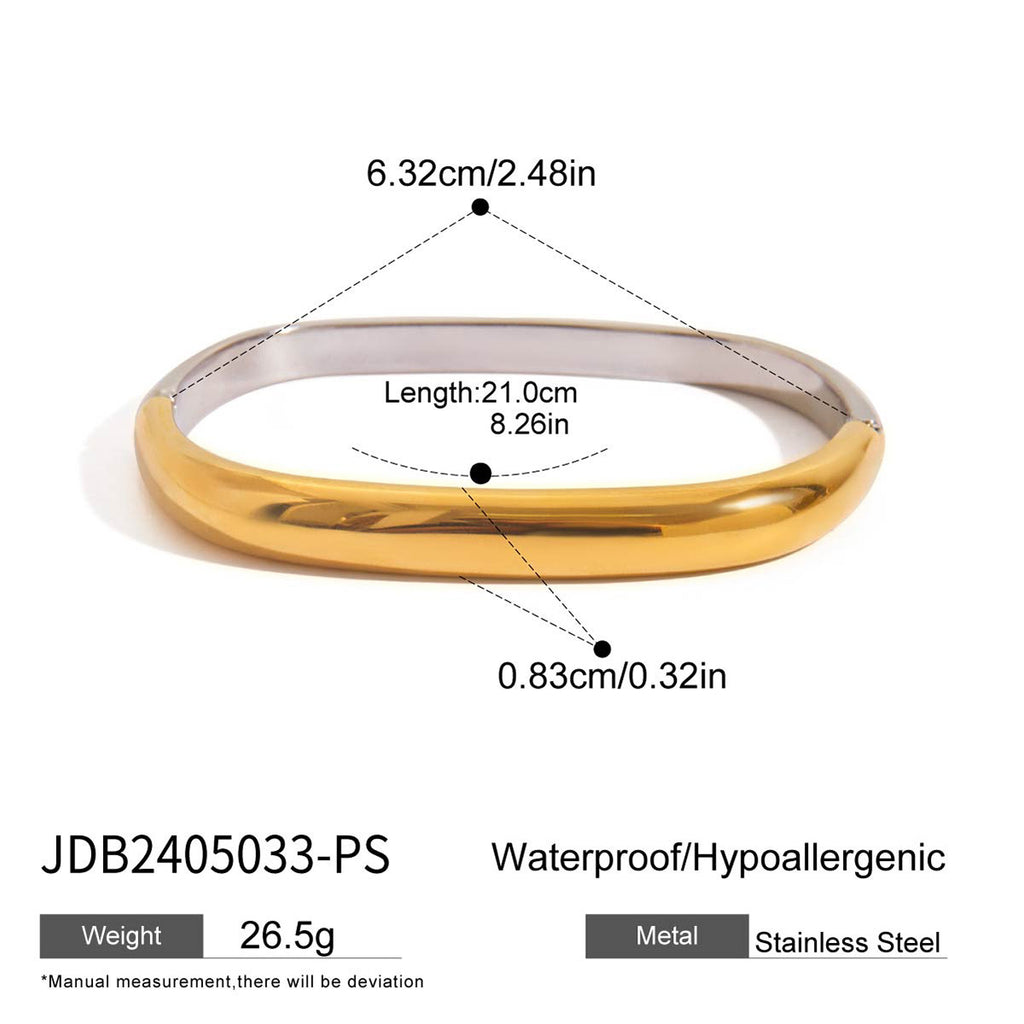 Stainless Steel Simple Square Bracelet Fashion Metal Buckle Vintage Bangle