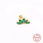 S925Sterling Silver Colorful Diamond Crown Flower Piercing Threaded Ear Bone Stud Mini Inlaid Diamond Ear Cartilage Stud Earrings for Women