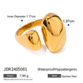 Sculptural Stainless Steel Open Ring in Gold-Tone with Adjustable Detail with gold-tone stainless steel construction
