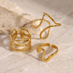 2H Non-fading Ring Female Design Gold-plated Stainless Steel Accessories