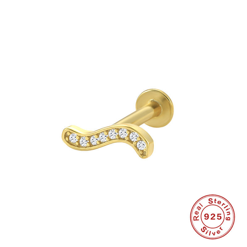 S925Sterling Silver Creative Geometric Flower Flat Head Threaded Piercing Earrings Hot Selling Ear Bone Studs