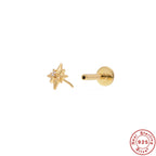 New S925Sterling Silver Stud Earrings18G Flat Head Push Piercing Cartilage Earrings Hot Selling Piercing Ear Lobe