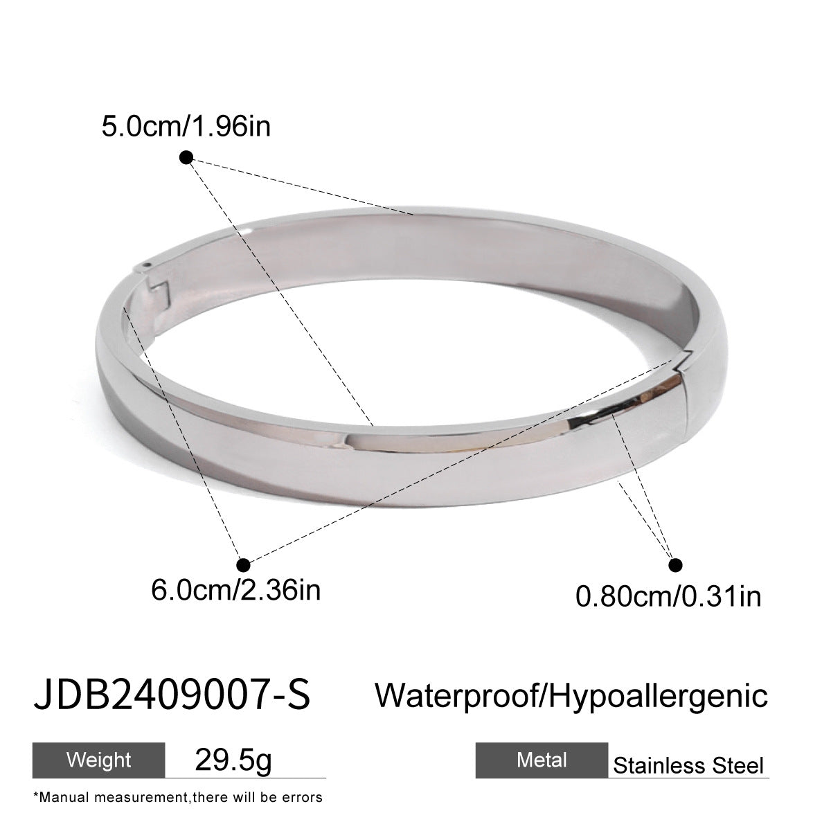 2H Stainless Steel Plain Circle Bracelet High Version Round Ring Jewelry bracelet