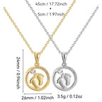 CYN0114 Round Footprint Copper Necklace Pendant for Women Collarbone Chain