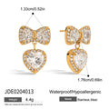 Gold-Plated Cubic Zirconia Stainless Steel Stud Earrings — detail view — jewelry finish and design detail