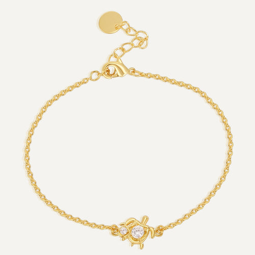 14K Gold-Plated Brass Turtle Bracelet with polished design details