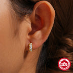 New925Sterling Silver Geometric Large and Small Diamond-Studded Hoop Earrings Classic Hot-Selling Minimalist Style Earrings