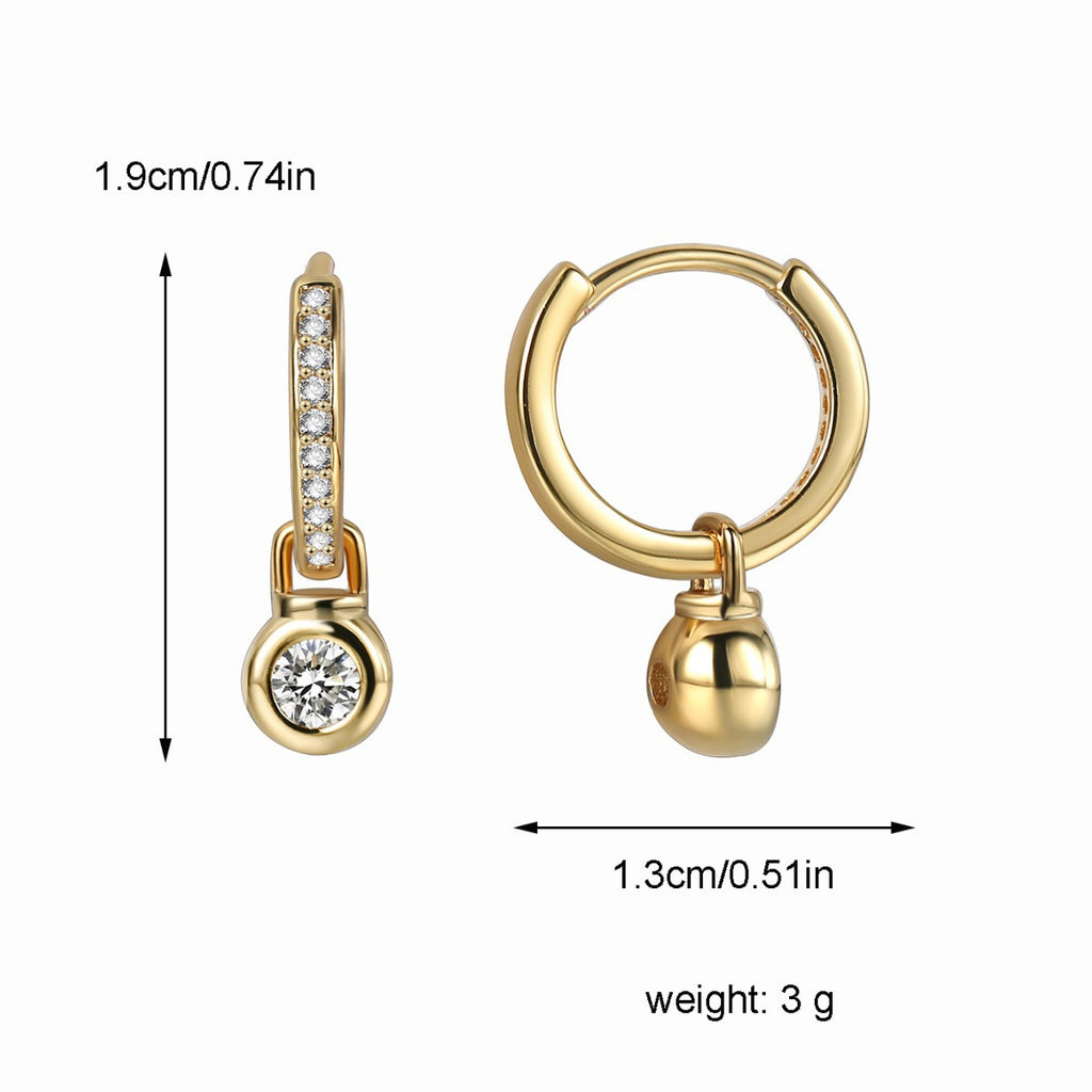 E0381 Minimalist Starter Earrings Everyday Style Real Gold Plated Earrings Zircon Hoop Earrings