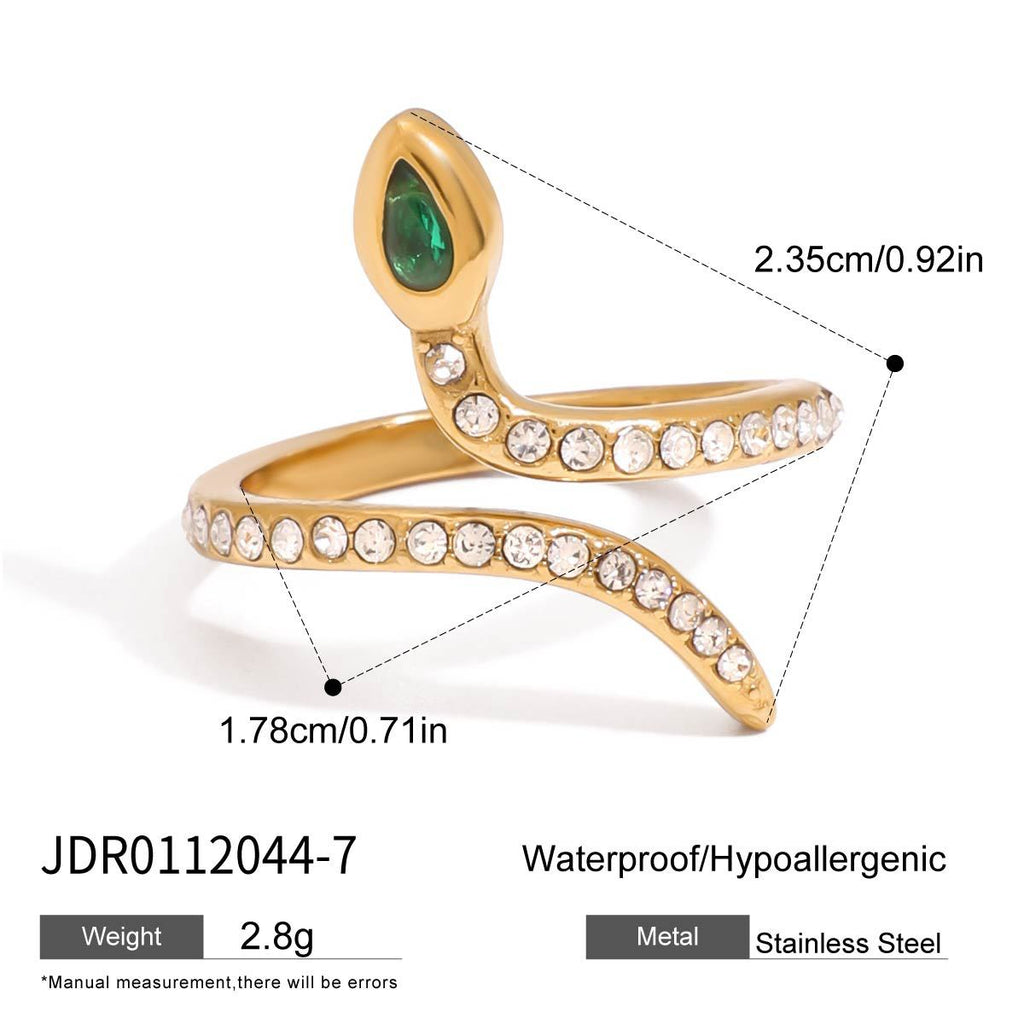 Original Green Zirconia Ring Non-Fading Jewelry Stainless Steel Bracelet Accessories