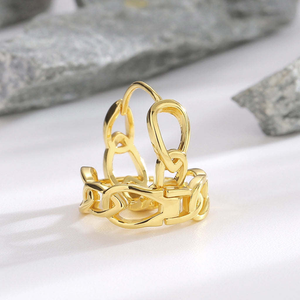 SE0044 S925Silver plating14K Gold Water Drop Shaped Lock Buckle Hip Hop Earrings Female Ear Jewelry