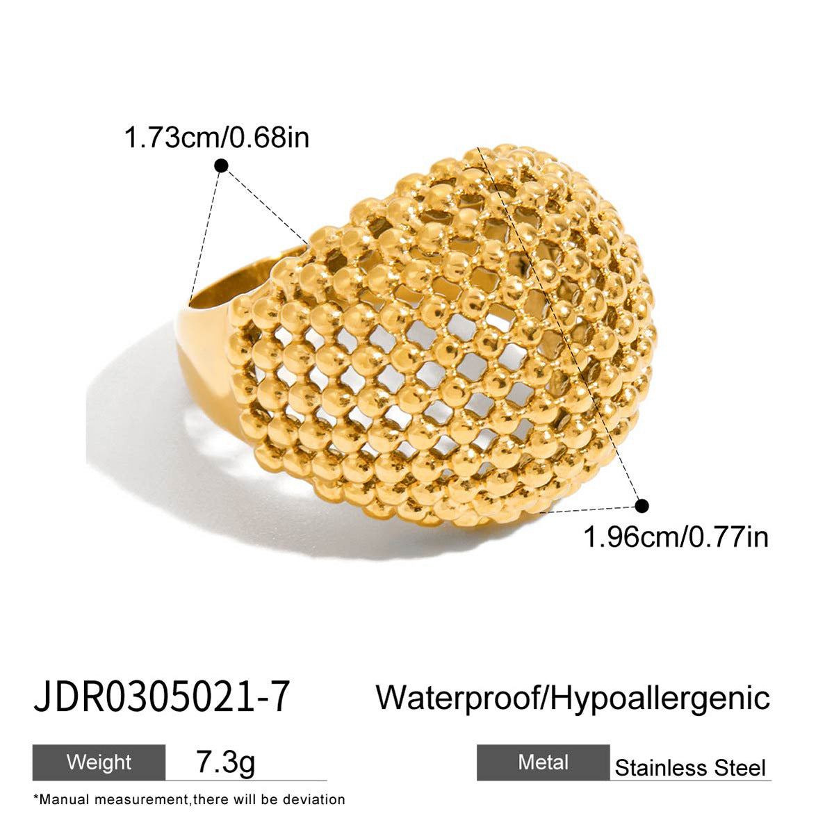 Stainless Steel Spherical Exaggerated Ring Non-Fading Jewelry for Women Ring