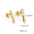 Minimalist Style Earrings for Women925Silver Needle Gold-Plated Zircon Geometric Ear Bone Stud Simple Earrings