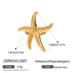 2H Stainless Steel Starfish Earrings Ocean Ring Jewelry earrings