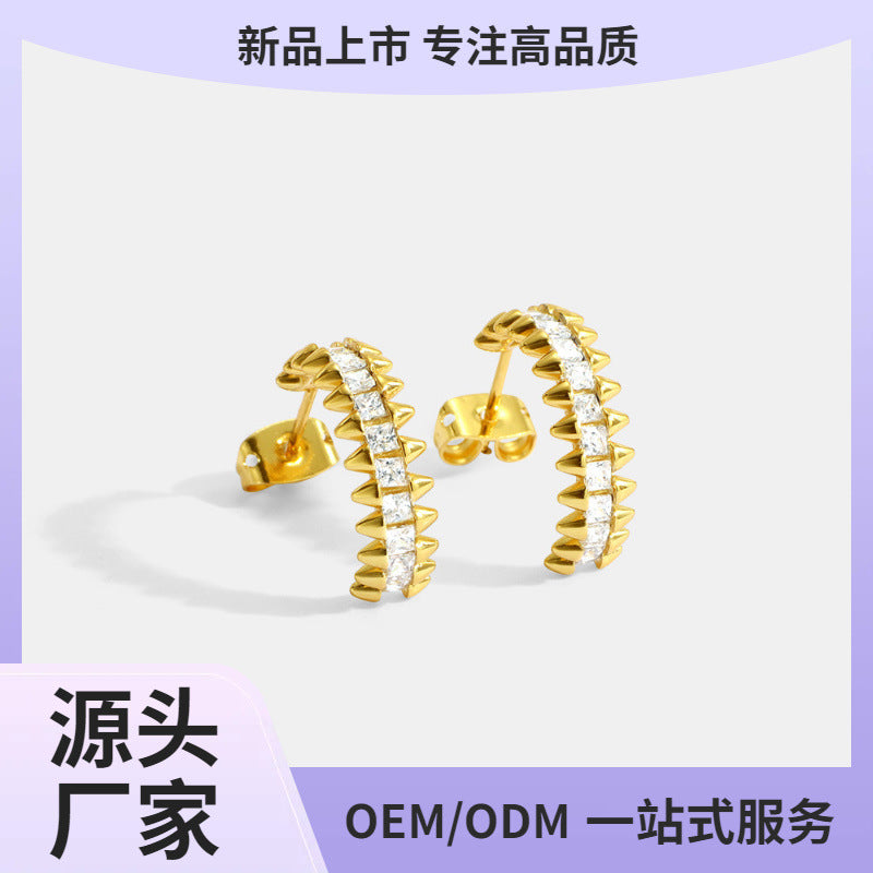 New style vintage stud earrings925Silver Needle Design Circle Hoop Earrings C Shaped Earrings