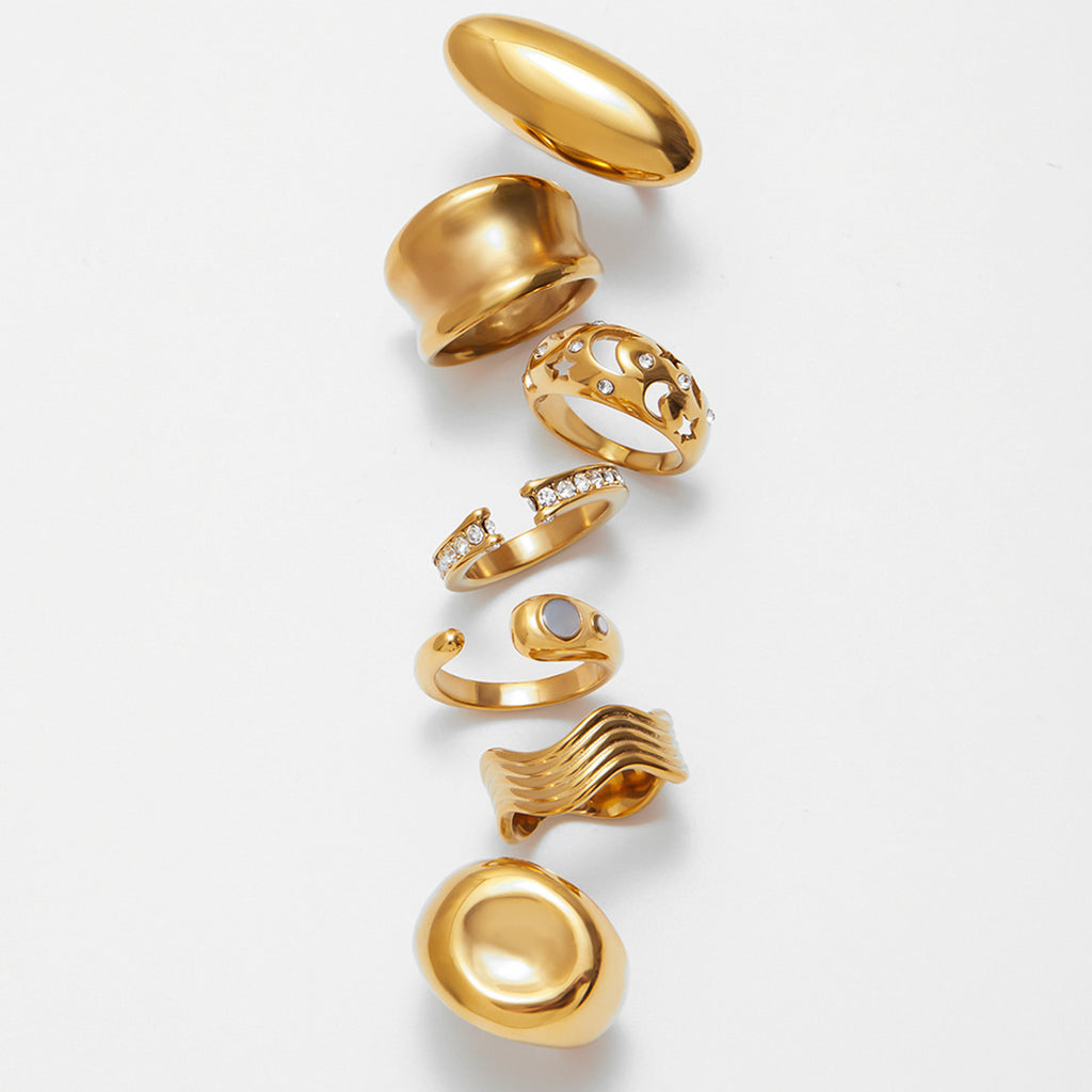 Natural Stone Ring Non-Fading Jewelry ring Stainless Steel Jewelry