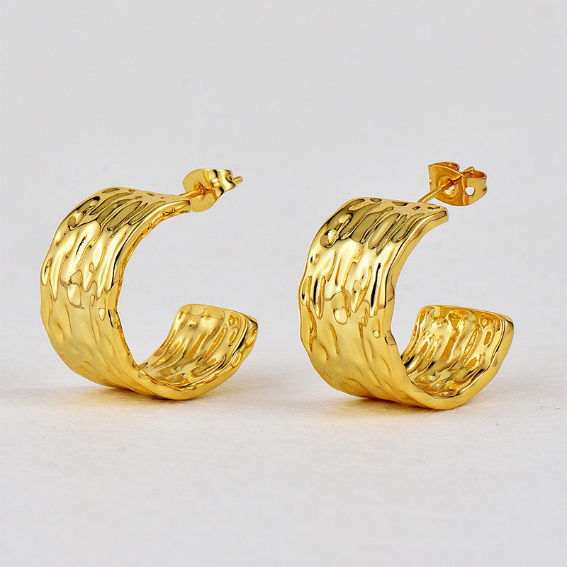 E0649 Fashion Exaggerated Design Earrings for Women with Irregular Concave Design C Font Style Earrings