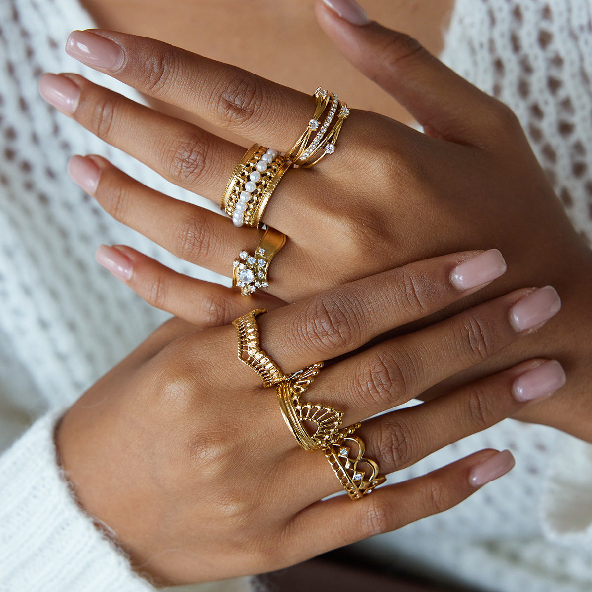 Zircon Ring Non-Fading Lace Stainless Steel Jewelry for Women ring