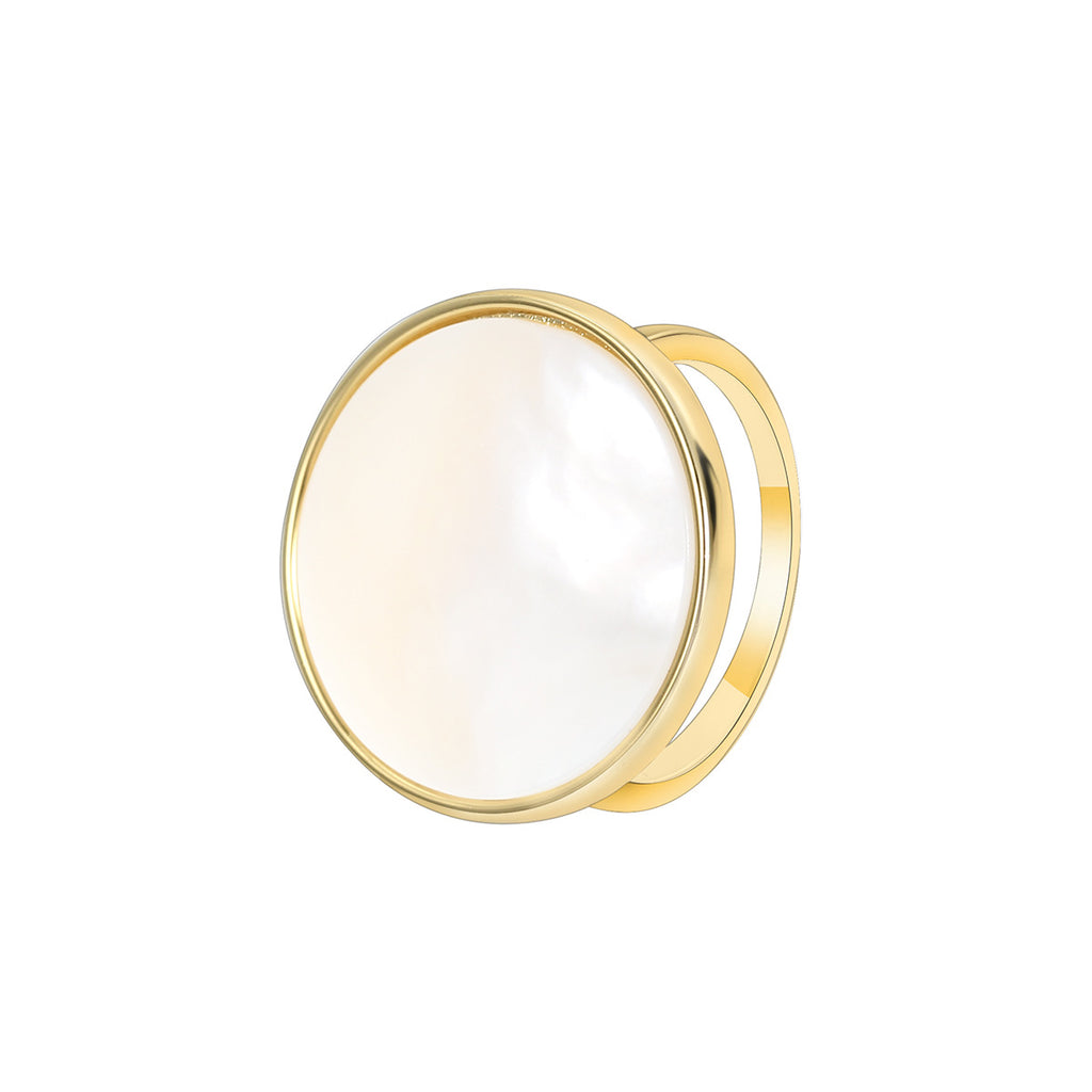R0125 Trendy Designer Simple Retro Shell Round Fashion Ring for Women Versatile