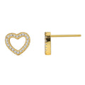 Gold-Plated Brass Heart Openwork CZ Stud Earrings for private-label fashion jewelry buyers