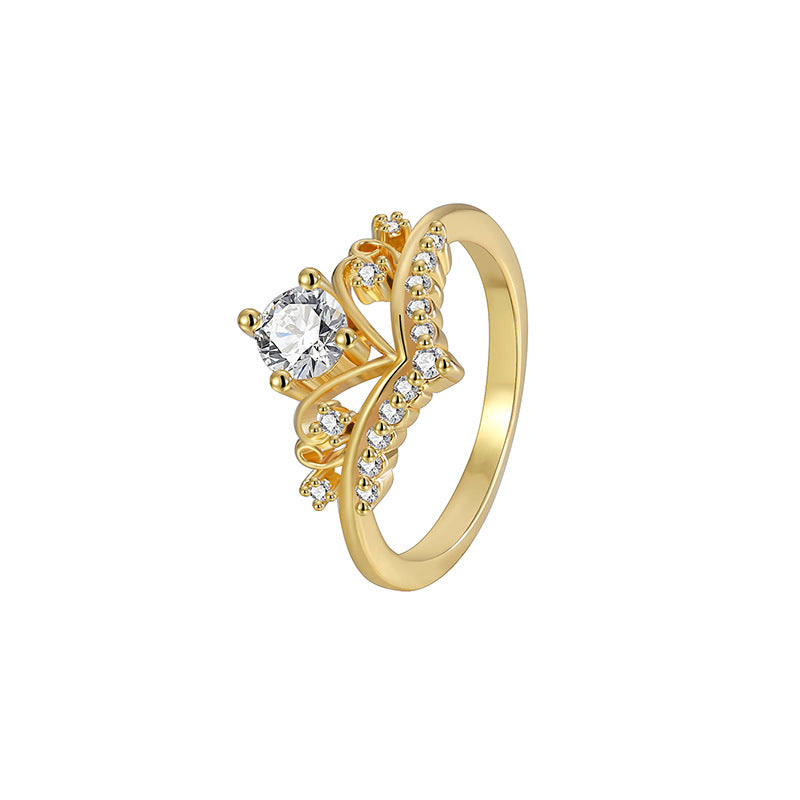 R0409 Fashion New Design Zircon Ring for Women Brass Gold-Plated Ring