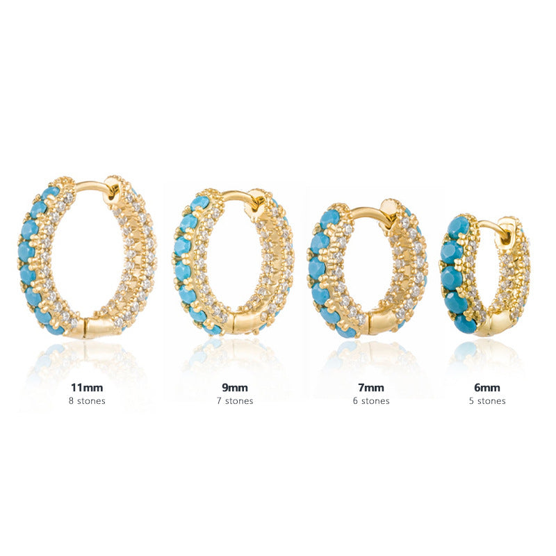 Hot Selling Round Micro Pave Zircon Trendy Ear Cuffs Hoop Earrings Super Sparkling Multi-Diamond Earrings