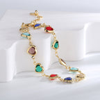 B0160 Elegant Fashion Multi-color Heart-shaped Zircon Bracelet for Women Creative Heart-shaped Jewelry