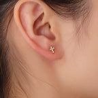 SE0217 925Silver Zircon Cross Design Stud Earrings Personality Ear Jewelry