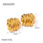 2H New style stainless steel earrings18k Gold Non-Fading Earrings Spiral Wave Strip Earrings