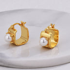 Gold-Plated Brass Shell Pearl Ear Cuff Earrings for boutique wholesale jewelry collections