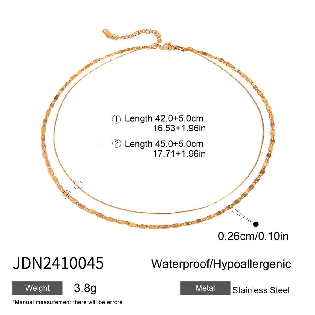 Double Layer Stacked Necklace Collarbone Chain Stainless Steel Jewelry Non-Fading