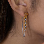 Stainless Steel Color Block Chain Tassel Earrings Studs18K Ornament