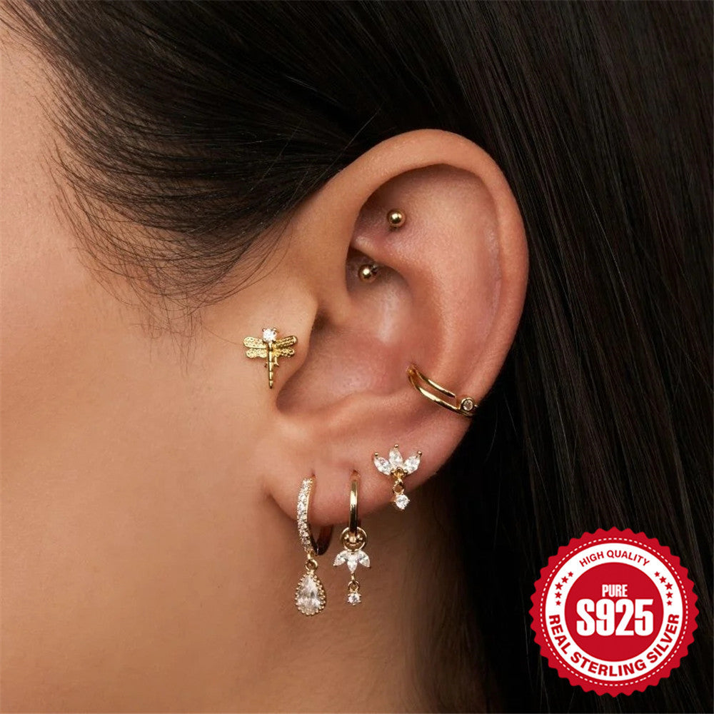 S925Sterling Silver Marquise Zircon Earrings Hot-Selling Super Sparkling Diamond-Studded Earrings for Women