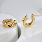 E0579 Fashion Cross Creative Glossy Texture Earrings for Women Thickened Double Layer Simple Hollow Hoop Earrings