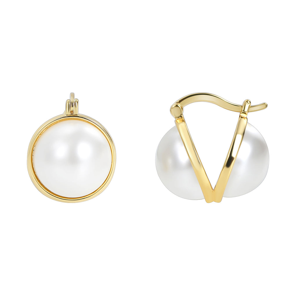 E0382 Double-Sided Large Pearl Earrings Simple French Retro Hepburn Earrings for Women