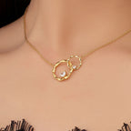 CYN0113 Mobius Double Ring Copper Necklace Pendant Simple Collarbone Chain