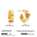 Geometric Gold-Plated Stainless Steel Stud Earrings — Refined Profile — jewelry detail — jewelry finish and design detail