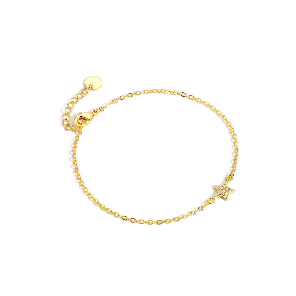 B0008 Star Bracelet for Women, Simple Style, Best Friend, Copper Inlaid with Zircon, Student Jewelry