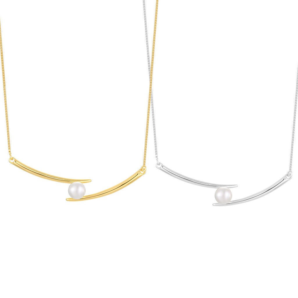 SN0052 S925Silver Smile Design Pearl Collarbone Chain Women's Fashion Pendant