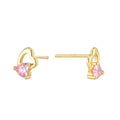 Gold-Plated Brass Heart Openwork Pink CZ Earrings styled for independent jewelry boutiques