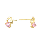 E0771 Korean Style Cute Fashionable Earrings for Women Hollow Heart-Shaped Inlaid with Pink Zircon Heart Earrings