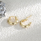 Gold-Plated Brass Geometric Hoop Earrings with Minimalist Detail featuring geometric detailing